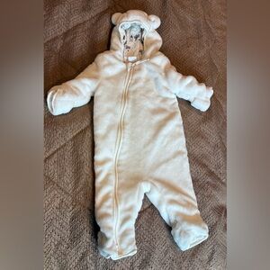 Lindex Baby 1-2 Months White  Snow Bear  Bunting Suit Soft Zipper